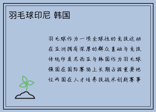 羽毛球印尼 韩国